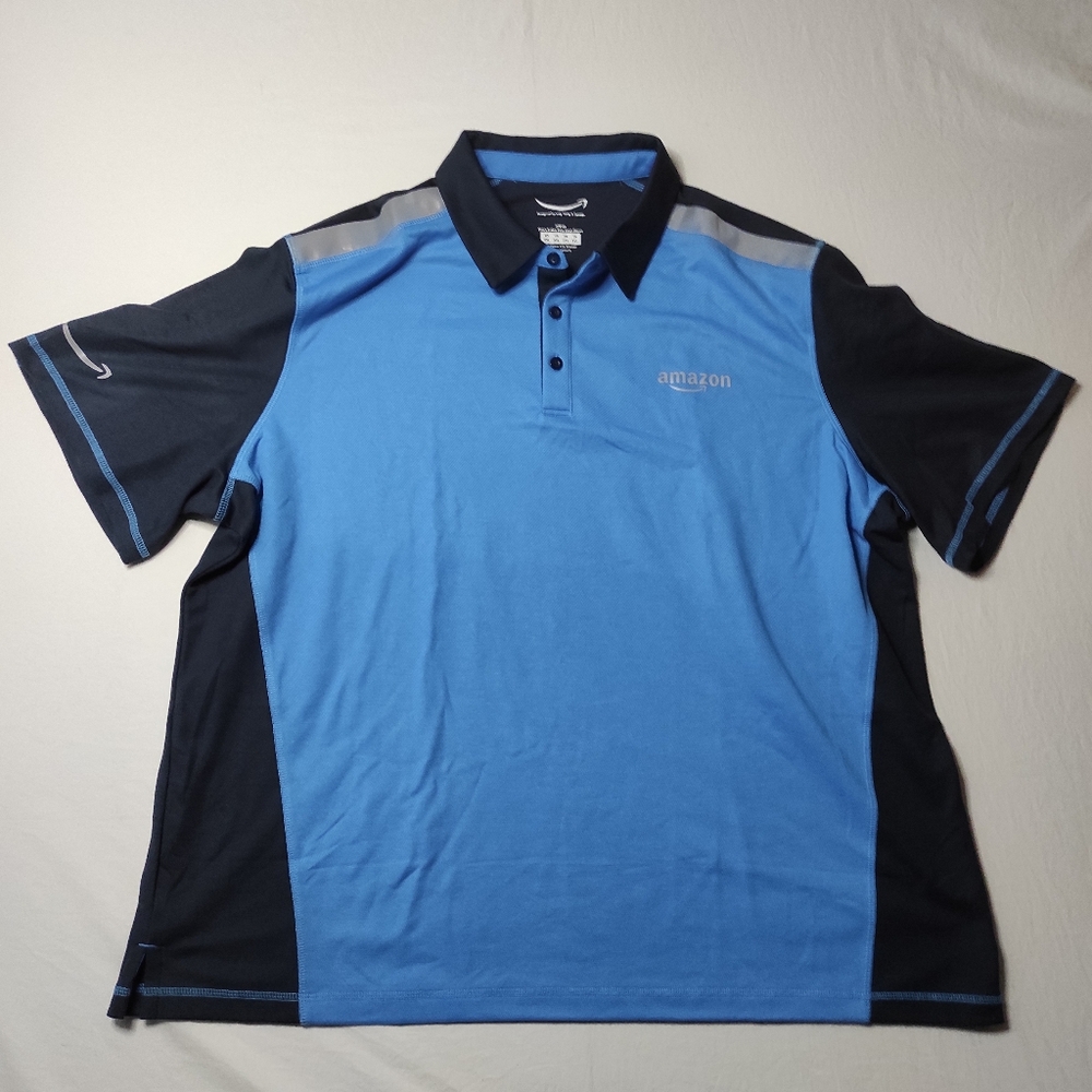 Amazon 2XL Polo Shirt by Luly Yang Blue Reflective Employee Driver